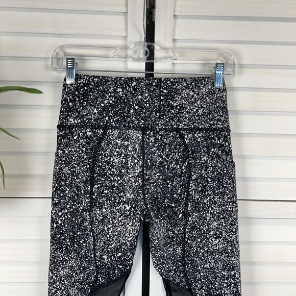 Lululemon Pace‎ Rival Crop Marathon Splatter White Black Leggings Womens Size 4 - Picture 5 of 10